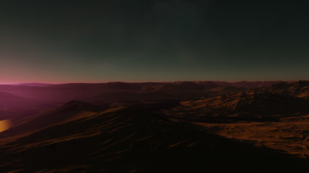 alien planet landscape, science fiction illustration, view from a beautiful planet, beautiful space background 3d renderの写真素材