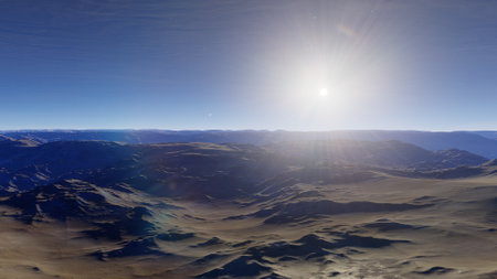 alien planet landscape, science fiction illustration, view from a beautiful planet, beautiful space background 3d renderの写真素材