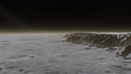 alien planet landscape, science fiction illustration, view from a beautiful planet, beautiful space...