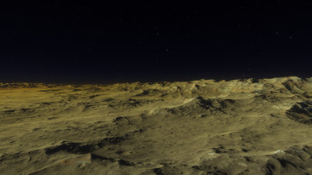 alien planet landscape, science fiction illustration, view from a beautiful planet, beautiful space background 3d renderの写真素材