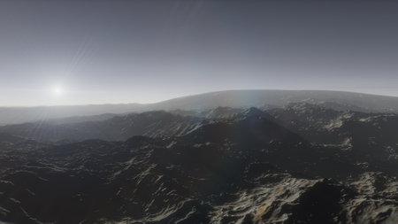 alien planet landscape, science fiction illustration, view from a beautiful planet, beautiful space...