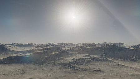 alien planet landscape, science fiction illustration, view from a beautiful planet, beautiful space background 3d renderの写真素材