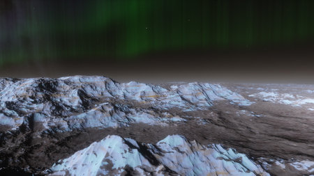 alien planet landscape, science fiction illustration, view from a beautiful planet, beautiful space background 3d renderの写真素材