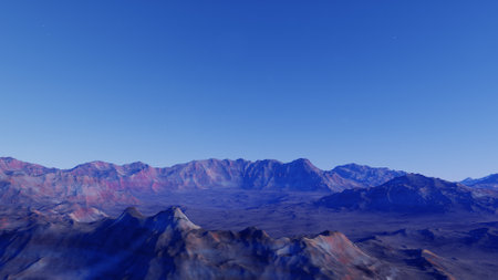 alien planet landscape, science fiction illustration, view from a beautiful planet, beautiful space background 3d renderの写真素材