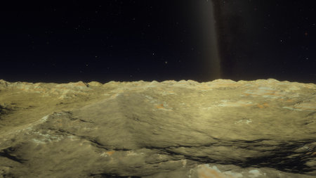 alien planet landscape, science fiction illustration, view from a beautiful planet, beautiful space background 3d renderの写真素材