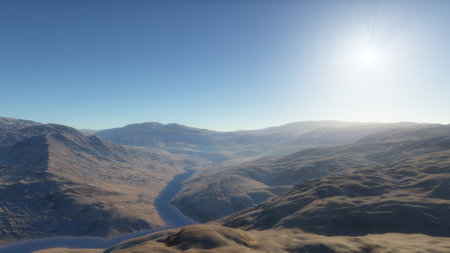 alien planet landscape, science fiction illustration, view from a beautiful planet, beautiful space background 3d renderの写真素材
