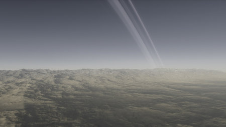 alien planet landscape, science fiction illustration, view from a beautiful planet, beautiful space background 3d renderの写真素材