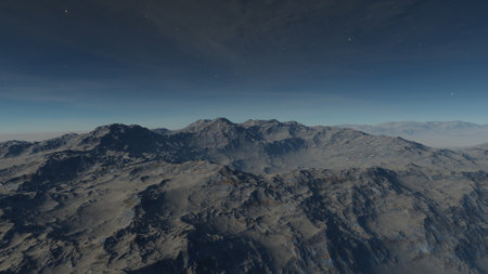 alien planet landscape, science fiction illustration, view from a beautiful planet, beautiful space background 3d renderの写真素材