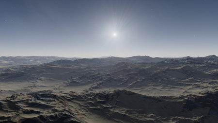 alien planet landscape, science fiction illustration, view from a beautiful planet, beautiful space background 3d renderの写真素材