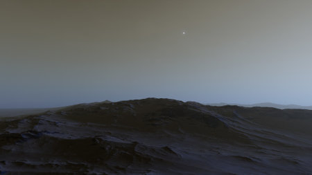 alien planet landscape, science fiction illustration, view from a beautiful planet, beautiful space background 3d renderの写真素材
