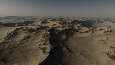 alien planet landscape, science fiction illustration, view from a beautiful planet, beautiful space background 3d renderの写真素材
