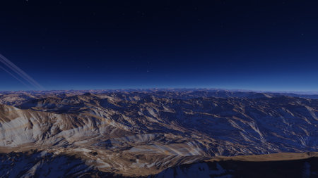 alien planet landscape, science fiction illustration, view from a beautiful planet, beautiful space...