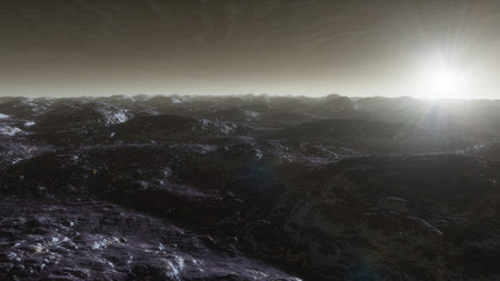 alien planet landscape, science fiction illustration, view from a beautiful planet, beautiful space...