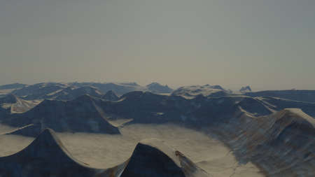 beautiful view from an exoplanet, a view from an alien planet, a computer-generated surface, a fantastic view of an unknown world, a fantasy world 3D renderの写真素材