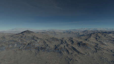 beautiful view from an exoplanet, a view from an alien planet, a computer-generated surface, a fantastic view of an unknown world, a fantasy world 3D renderの写真素材