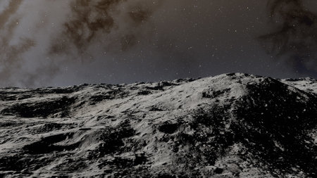 beautiful view from an exoplanet, a view from an alien planet, a computer-generated surface, a fantastic view of an unknown world, a fantasy world 3D renderの写真素材