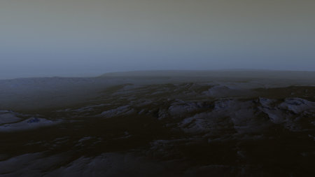 beautiful view from an exoplanet, a view from an alien planet, a computer-generated surface, a fantastic view of an unknown world, a fantasy world 3D renderの写真素材