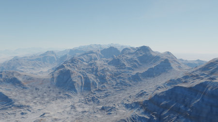 beautiful view from an exoplanet, a view from an alien planet, a computer-generated surface, a fantastic view of an unknown world, a fantasy world 3D renderの写真素材
