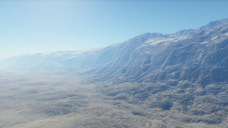 beautiful view from an exoplanet, a view from an alien planet, a computer-generated surface, a fantastic view of an unknown world, a fantasy world 3D renderの写真素材