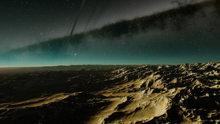 science fiction illustration, beautiful space background, a computer-generated surface, a fantasy world 3d renderの写真素材
