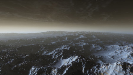 science fiction illustration, beautiful space background, a computer-generated surface, a fantasy world 3d renderの写真素材