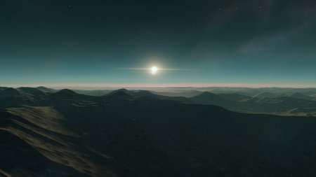 science fiction illustration, beautiful space background, a computer-generated surface, a fantasy world 3d renderの写真素材