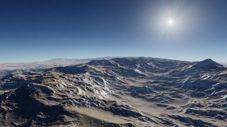 science fiction illustration, beautiful space background, a computer-generated surface, a fantasy world 3d renderの写真素材