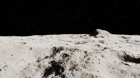beautiful view from an exoplanet, a view from an alien planet, a computer-generated surface, a fantastic view of an unknown world, a fantasy world 3D renderの写真素材