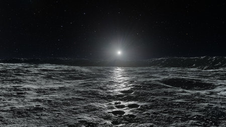 science fiction illustration, beautiful space background, a computer-generated surface, a fantasy world 3d renderの写真素材