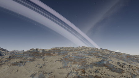 science fiction illustration, beautiful space background, a computer-generated surface, a fantasy world 3d renderの写真素材