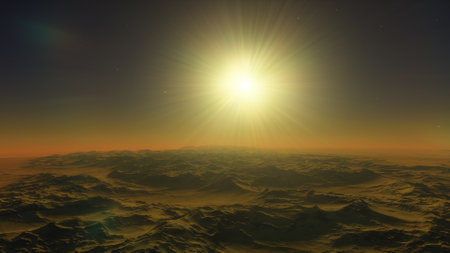 science fiction illustration, beautiful space background, a computer-generated surface, a fantasy world 3d renderの写真素材