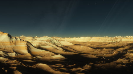 science fiction illustration, beautiful space background, a computer-generated surface, a fantasy world 3d renderの写真素材