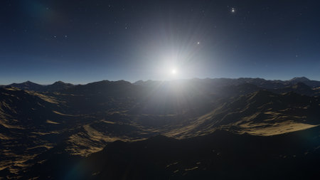science fiction illustration, beautiful space background, a computer-generated surface, a fantasy world 3d renderの写真素材