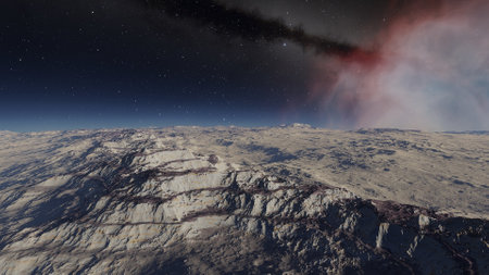 science fiction illustration, beautiful space background, a computer-generated surface, a fantasy world 3d renderの写真素材