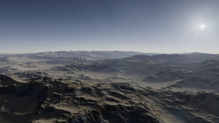 science fiction illustration, beautiful space background, a computer-generated surface, a fantasy world 3d renderの写真素材