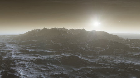 science fiction illustration, beautiful space background, a computer-generated surface, a fantasy world 3d renderの写真素材