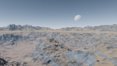 science fiction illustration, beautiful space background, a computer-generated surface, a fantasy world 3d renderの写真素材