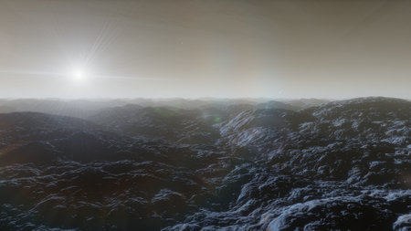 science fiction illustration, beautiful space background, a computer-generated surface, a fantasy world 3d renderの写真素材
