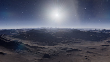 science fiction illustration, beautiful space background, a computer-generated surface, a fantasy world 3d renderの写真素材