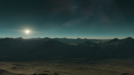 science fiction illustration, beautiful space background, a computer-generated surface, a fantasy world 3d renderの写真素材
