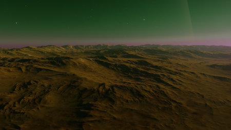 science fiction illustration, beautiful space background, a computer-generated surface, a fantasy world 3d renderの写真素材