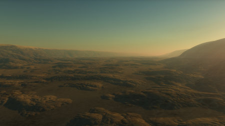 science fiction illustration, beautiful space background, a computer-generated surface, a fantasy world 3d renderの写真素材