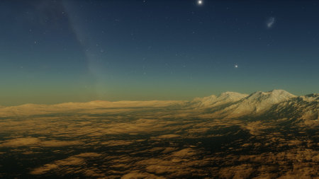 science fiction illustration, beautiful space background, a computer-generated surface, a fantasy world 3d renderの写真素材