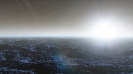 science fiction illustration, beautiful space background, a computer-generated surface, a fantasy world 3d renderの写真素材