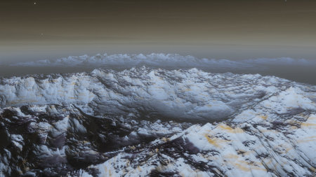 science fiction illustration, beautiful space background, a computer-generated surface, a fantasy world 3d renderの写真素材