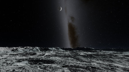 science fiction illustration, beautiful space background, a computer-generated surface, a fantasy world 3d renderの写真素材