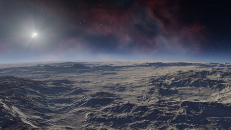 science fiction illustration, beautiful space background, a computer-generated surface, a fantasy world 3d renderの写真素材