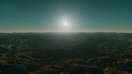 science fiction illustration, beautiful space background, a computer-generated surface, a fantasy world 3d renderの写真素材