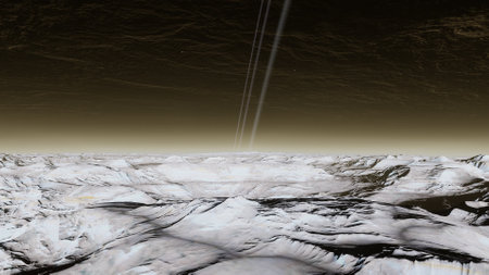 science fiction illustration, beautiful space background, a computer-generated surface, a fantasy world 3d renderの写真素材