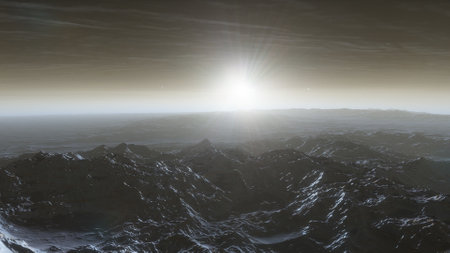 science fiction illustration, beautiful space background, a computer-generated surface, a fantasy world 3d renderの写真素材